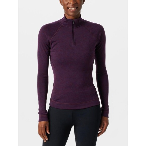 Smartwool Medium Top Classic Thermal Base Layer 1/4 Zip Purple Wool Womens M - Picture 1 of 8
